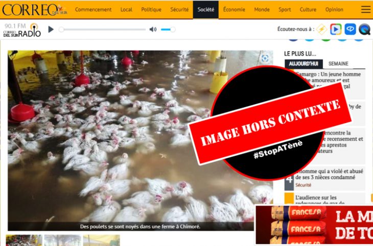 Attention, l’image prétextant montrer un poulailler noyé en Centrafrique est hors contexte
