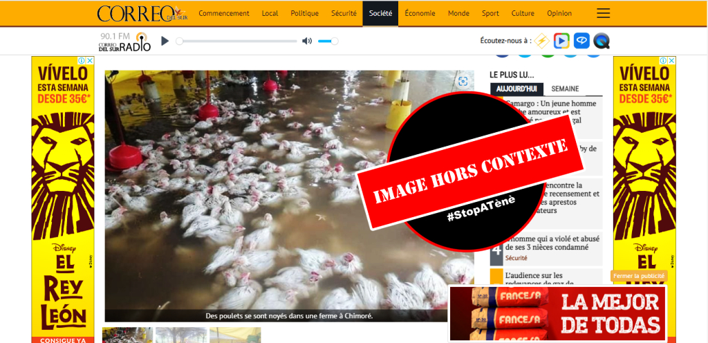 Attention, l’image prétextant montrer un poulailler noyé en Centrafrique est hors contexte