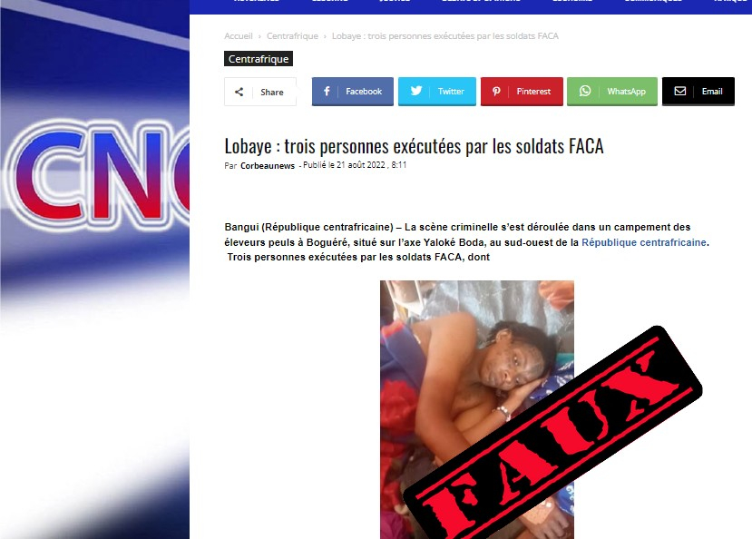 FAUX, les FACA n’ont pas exécuté 3 personnes à Boguéré dans la Lobaye