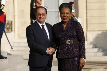Catherine Samba-Panza reçue à l’Elysée par François Hollande 