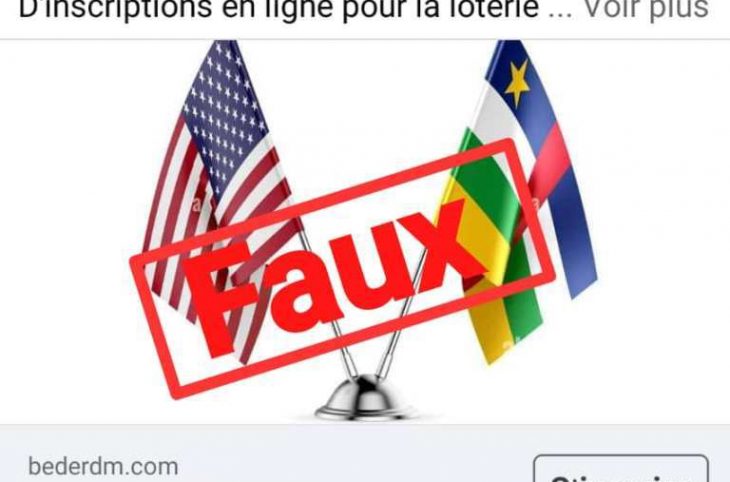 FAUX, le gouvernement centrafricain ne paie pas les frais d’inscription en ligne pour une loterie de visa des Etats-Unis
